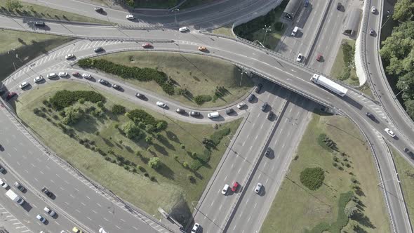 Kyiv. Ukraine: Road Junction. Aerial View, Flat, Gray