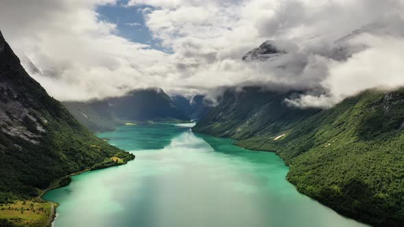 Beautiful Nature Norway Natural Landscape Lovatnet Lake.