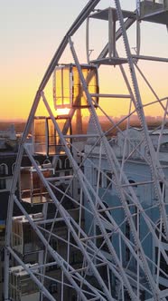 Ferris Wheel in the Morning at Sunrise in Kyiv Ukraine