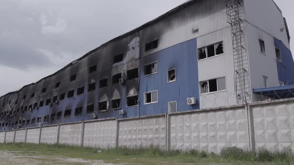 War in Ukraine Destroyed Warehouse in Bucha