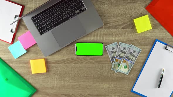 Guy is Showing How Easy to Earn Money with Freelance Green Screen Mockup