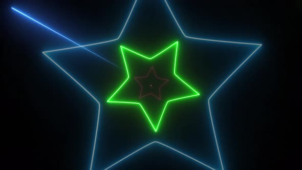 Moving Neon Stars with Neon Beams Outgoing in Different Sides