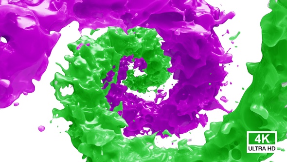Spinning Twisted Green And Purple Paint Splash 4K alt