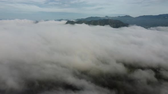 Carpet of clouds on cinematic motion RAW footage