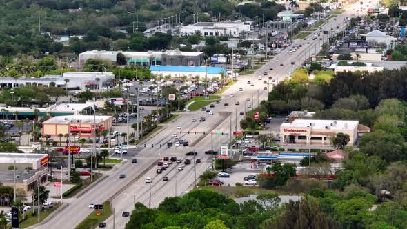 Aerial Video Walgreens Vs Cvs Pharmacy On Opposite Corners Of The Street