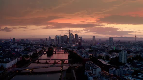 Drone Wide Shot of Frankfurt Am Main