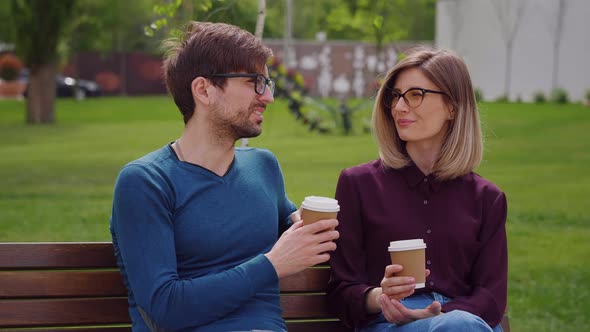 Two friends with glasses, Coffee Break