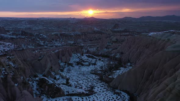 Cappadocia in Winter at Sunset