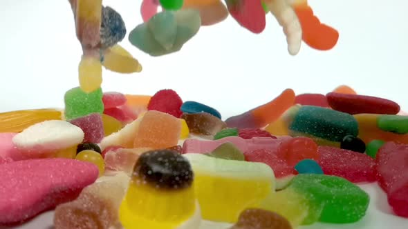 Slow Motion of Falling Jelly Sweets