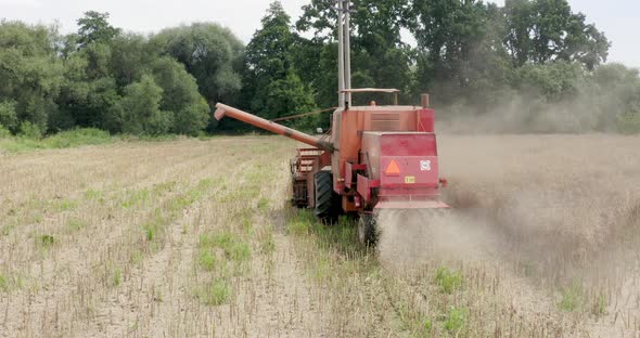 Agriculture Harvester Harvesting Field Aerial View