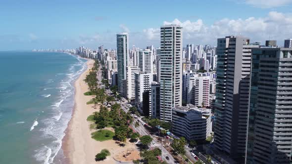 Recife Pernambuco Brazil. Historic buildings at downtown city.