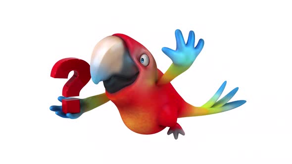 Fun 3D cartoon animation of a Parrot with alpha