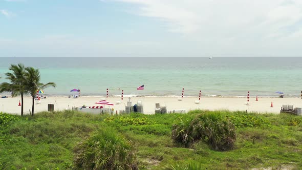 Aerial Drone Video Hollywood Beach Reopening With Social Distancing Guidelines July 2020