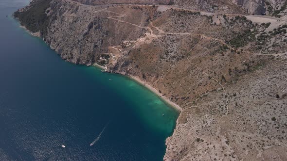 Aerial View of a Deserted Beach of Incredible Beauty with Clear Blue Water