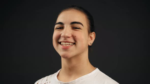 Closeup of Cute Young Teen Boy Smiling.  Footage