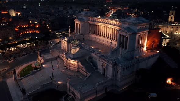 Aerial view of Vittoriano, famous landmark in Rome, Italy