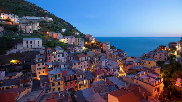 Time Lapse of the seaside village of Riomaggiore in Italy