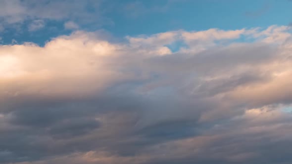 Time Lapse with Fast Moving Clouds on Blue Sky