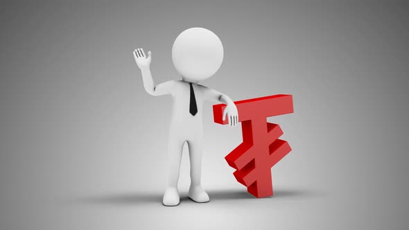 3D Man Waving Hand Leaned To Mongolian Togrog Sign 01 Loop with Alpha alt