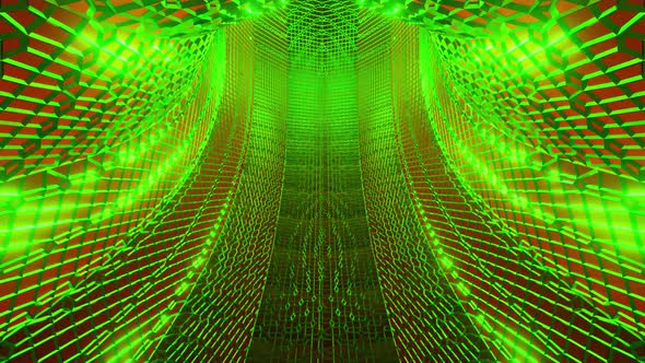 Green Bright Net Spider Background Vj Loop 4K