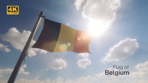 Belgium Flag on a Flagpole V2 - 4K