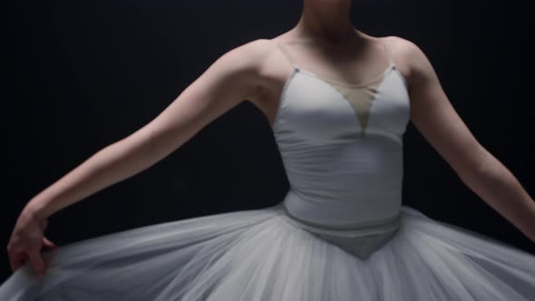 Tender Ballerina Touching Hands Tutu Skirt Indoors