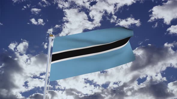 Botswana Flag With Sky 4k