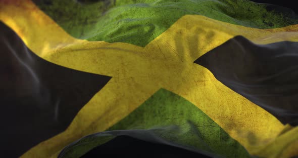 Old Flag of Jamaica Waving