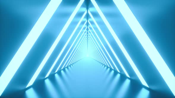 4K Video animation. Loop video of a tunnel with bright lights on the laterals. Futuristic concept.