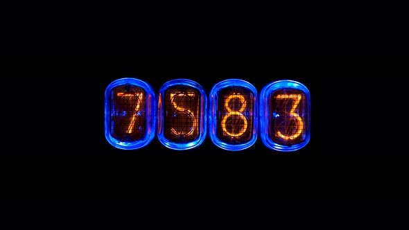 Random Numbers Change on the Numerical Counter on Gas Discharge Indicator Nixie Tube