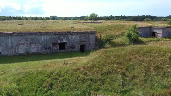 Ruins of the Southern Forts Liepaja War Port, Latvia Old South Forts Baltic Sea. 4K Video