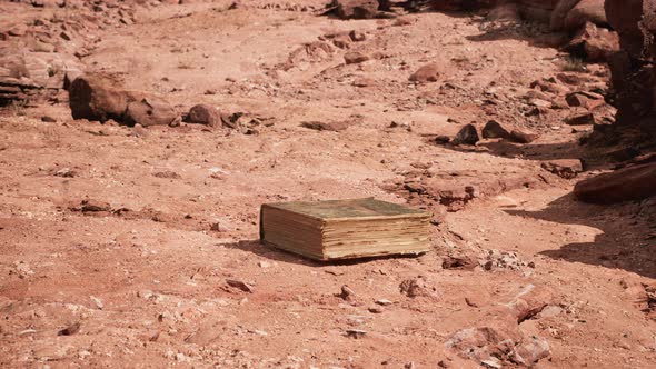 Old Book in Red Rock Desert