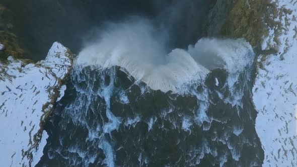 Skogafoss Waterfall Iceland Aerial View