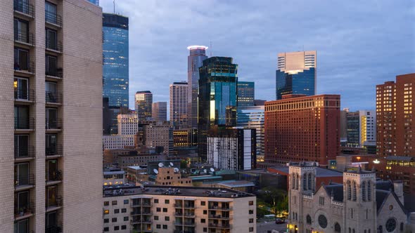 Minneapolis Cityscape - Day to Night Time Lapse