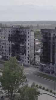 Vertical Video of a Destroyed House During the War in Ukraine