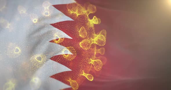 Bahrain Flag With Corona Virus Bacteria alt