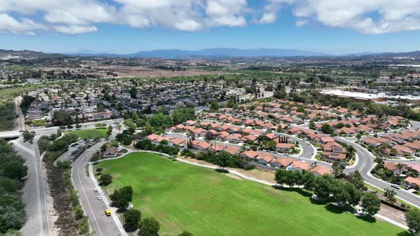 Aerial View of Residential Suburban Packed Homes Neighborhood in Oceanside
