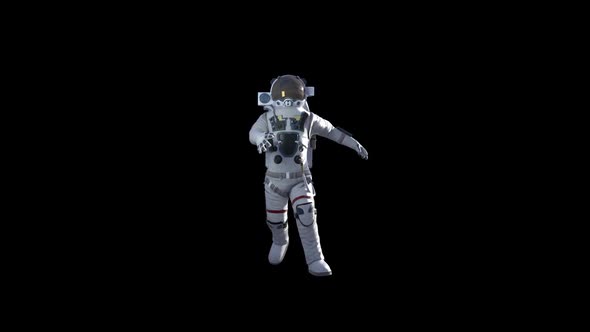 Astronaut in White Modern Scaphandre Go in the Space