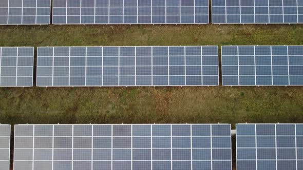 Aerial Top View of a Solar Panels Power Plant