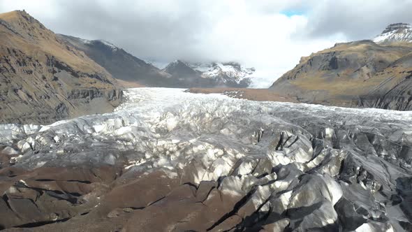 Wide Aerial Landscape Shot of a Large Glacier in Iceland.