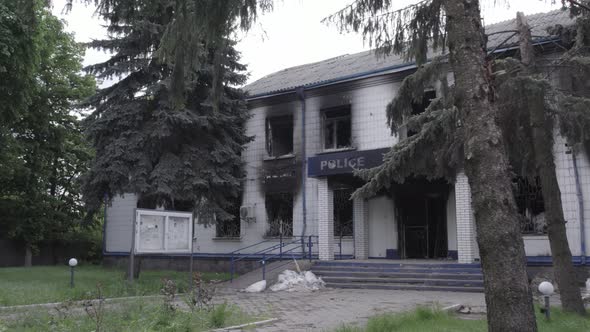 Burned Down Police Station in Borodyanka Ukraine