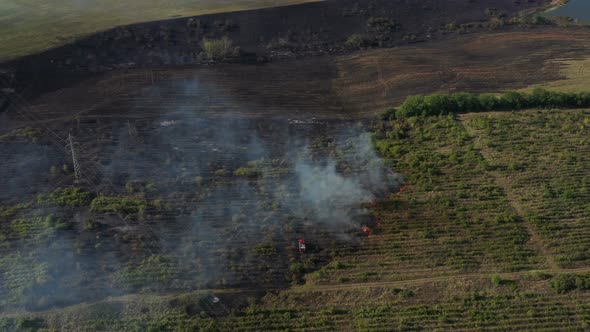 Aerial View Of Fire In Nature