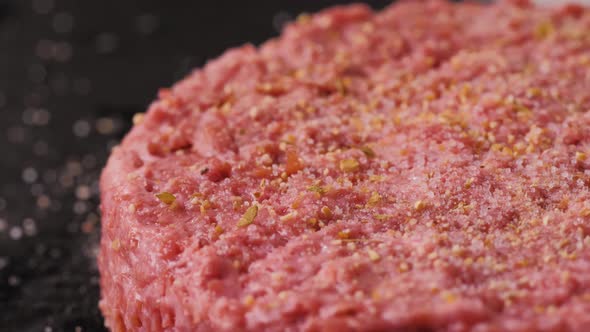 Plant Based Vegan Burger Meat, Fake Vegeterian Beef Meat Close Up, Fresh Impossible Veggie Food