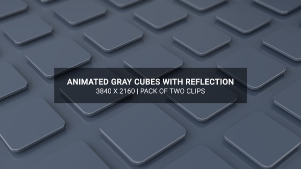 Animated 4K Background Of Gray Cubes With Reflection