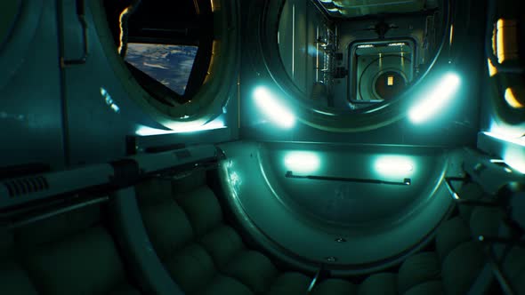 Dark Space Ship Futuristic Interior alt