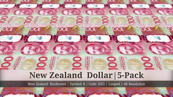 New Zealand Dollar | New Zealand Currency - 5 Pack | 4K Resolution | Looped