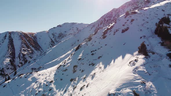 Aerial Landscape of Beautiful Winter Mountains