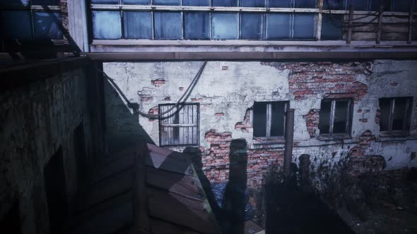 Frightening Abandoned Factory at Night alt