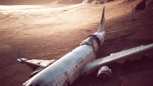 Abandoned Crushed Plane in Desert