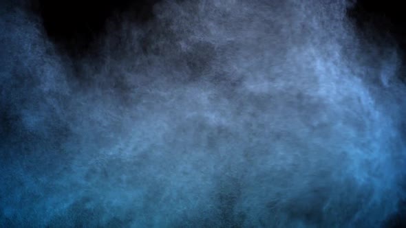 Slow Moving Blue Smoke Particles on Black Background